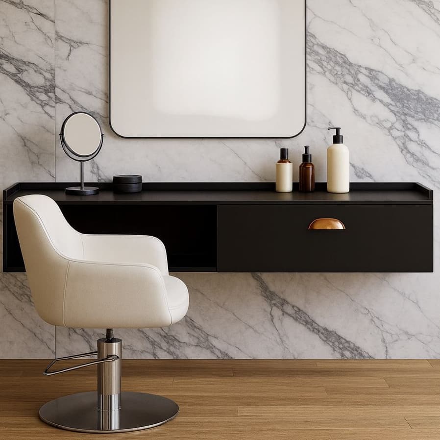 Bancada Suspensa 92cm com 1 Porta e Nicho – Ideal para Cabeleireiro ou Barbearia