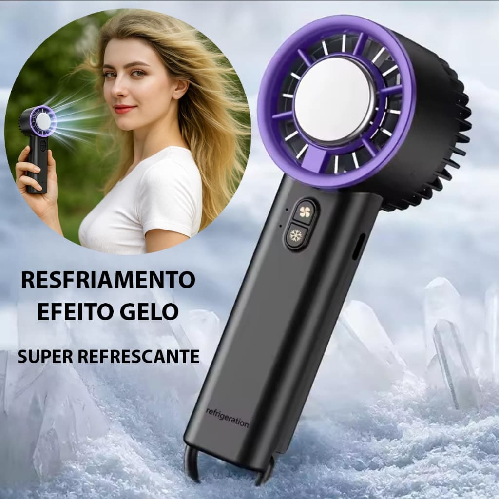 Mini Ventilador Portátil De Mão Recarregável Climatizador Turbo