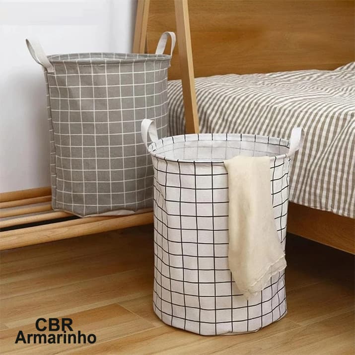 Cesto Organizador Multiuso Tecido Dobrável Roupa Brinquedos Lavanderia