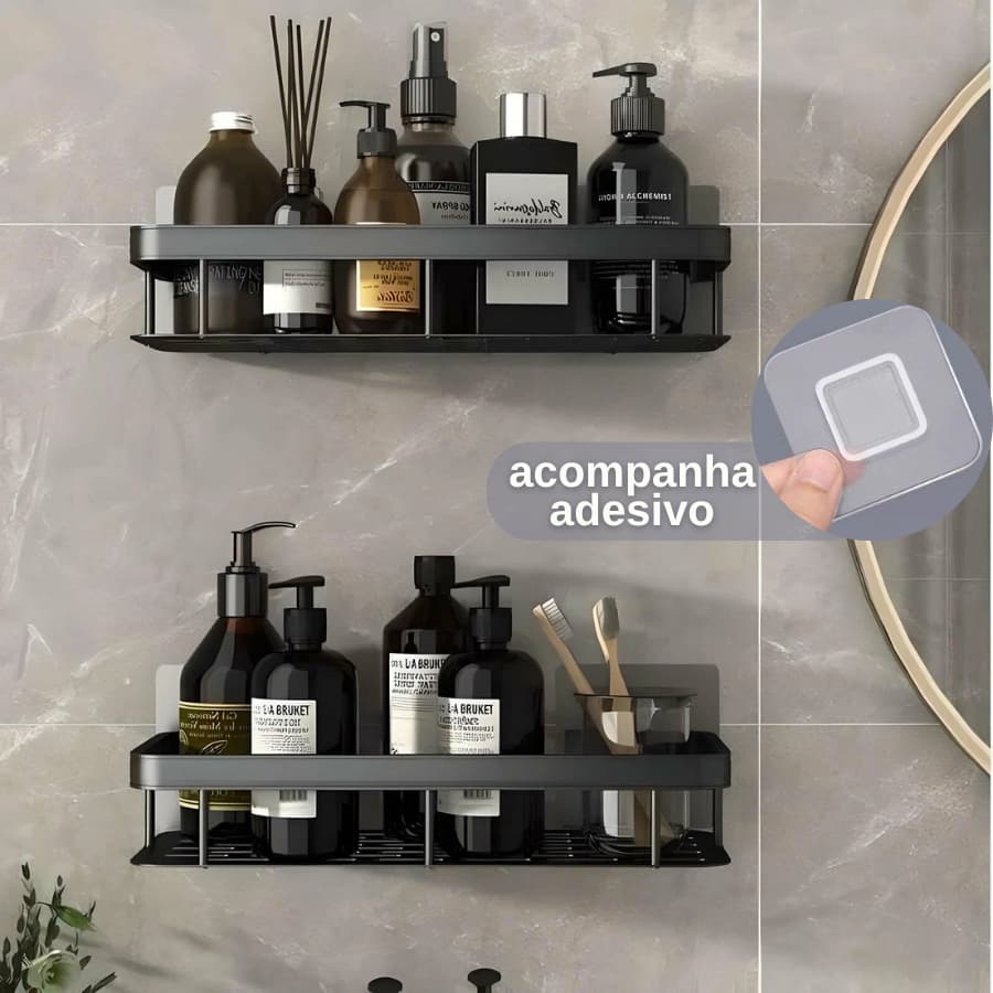 1/2Kit Suporte De Banheiro De Shampoo Rack Organizador Alta Qualidade Prateleiras Sem Furo Premium