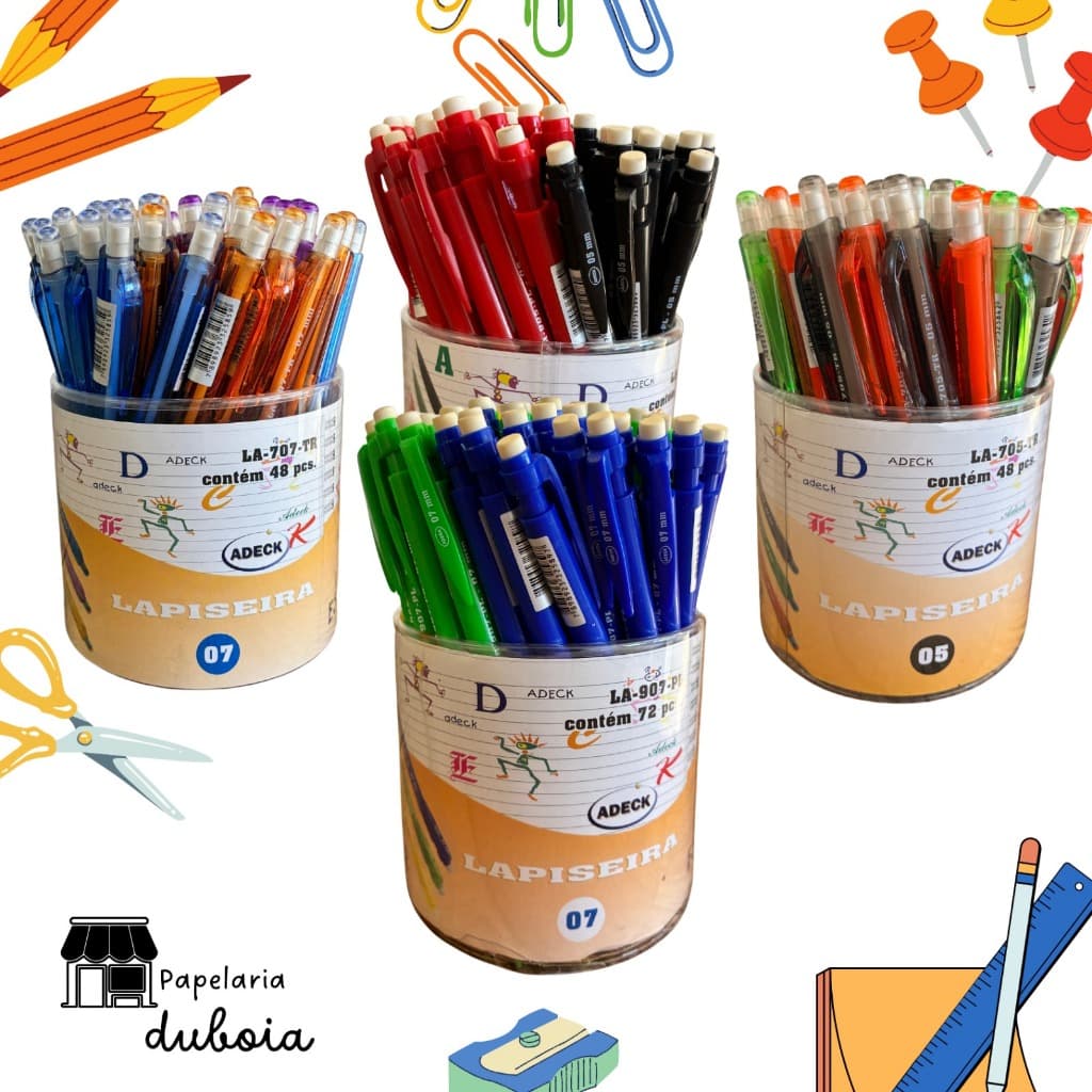 LAPISEIRAS ADECK, PACOTE COM 10 UNIDS 0.7 E 0.5