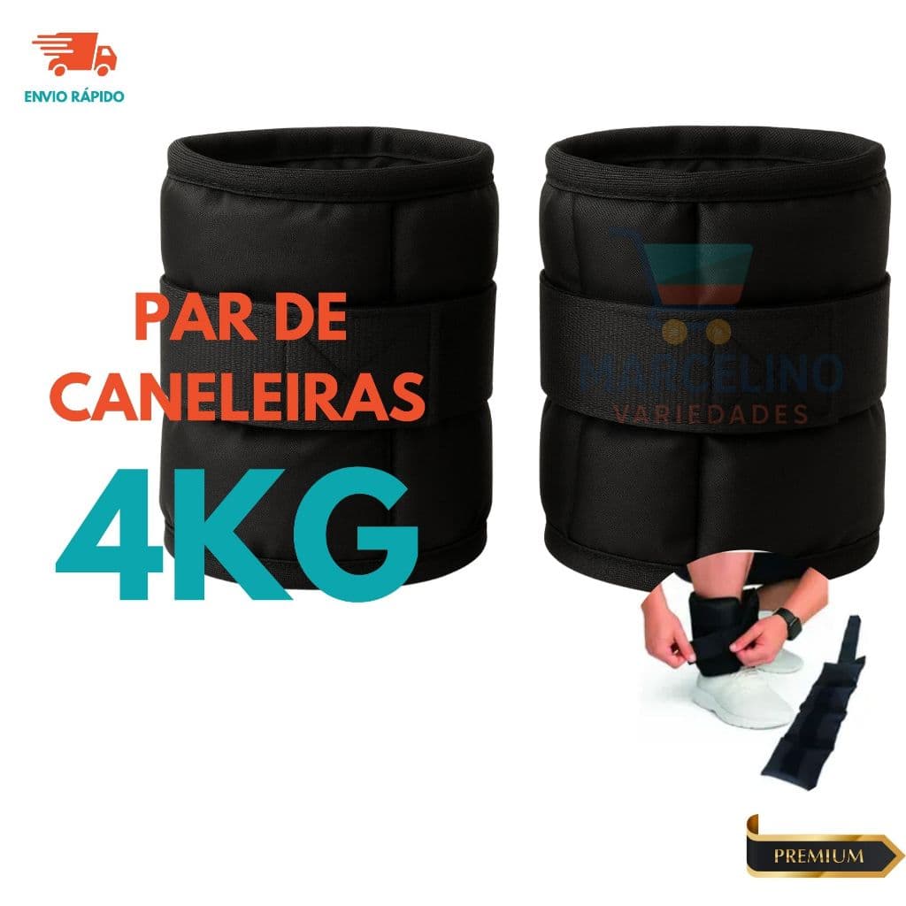 Caneleira 4KG Par Tornozeleira de Peso Academia Treino Funcional Musculação Fitness