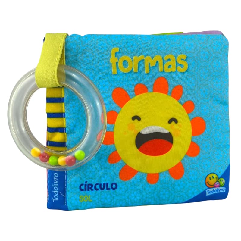 Livro de Pano para o Bêbe - FORMAS - Vem com chocalho Argola - Extremamente Macio!