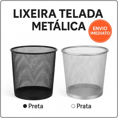 Lixeira Metal Aramado Cesto de lixo Redonda Para Escritorio Casa Quarto 9L