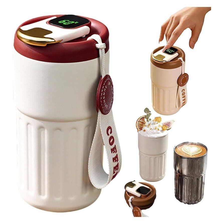 Copo térmico inteligente de 450ml Xícara, caneca de café e chá em aço inoxidável copo de isolamento