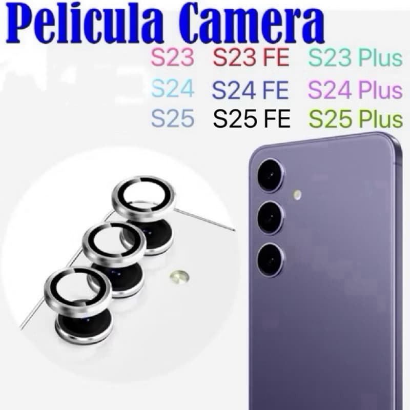 Película Protetora de Lentes de câmera Lisa de metal para samsung S23 S23 FE S23 Plus S24 S24 FE S24 Plus S25 S25 Plus