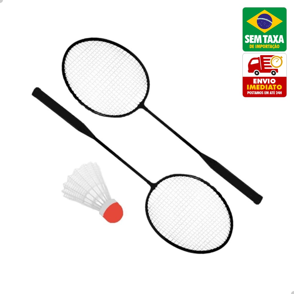 Kit Badminton Amigold 6501 com 2 Raquetes Leves e 1 Peteca para Diversão e Exercício