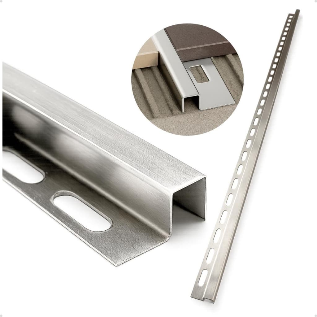 Perfil P Filete Soleira de Porta 90cm para Transiçao de Piso e Parede em Inox Escovado