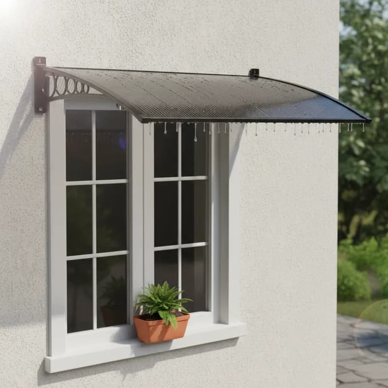 Toldo Slim Policarbonato 100cm x 50cm Modular Com Suportes ABS Resistente Proteção UV Sol e Chuva