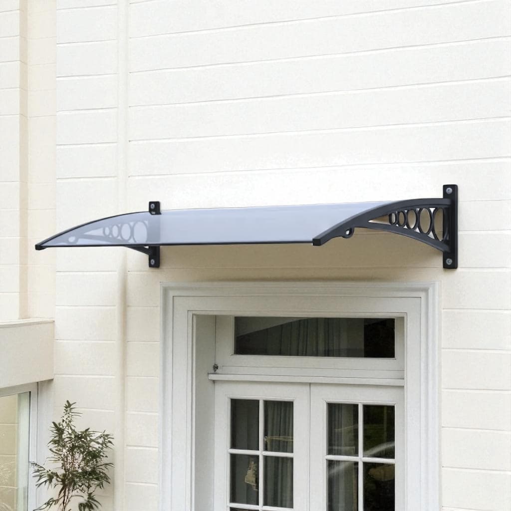 Toldo Policarbonato 0,90x0,50m Slim Suporte ABS Proteção UV Contra Sol e Chuva p/ Portas e Janelas