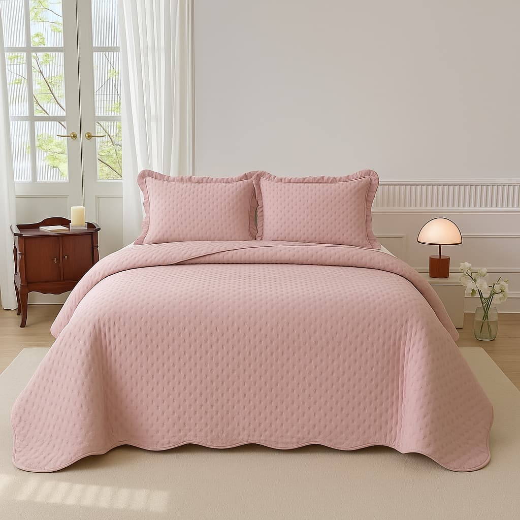 Kit Cobre Leito Colcha Premium Bordado Dupla Face com Porta-Travesseiro Solteiro Casal Queen Matelado