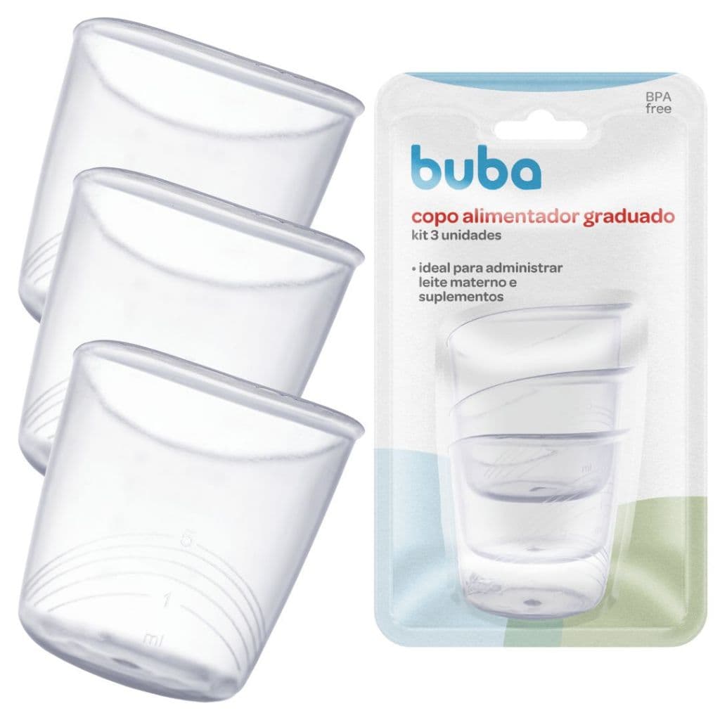 kit 3 Copos Alimentador Bebê Buba Dosador Amamentação Infantil Leite bebe Alimentação Bebe Copinho