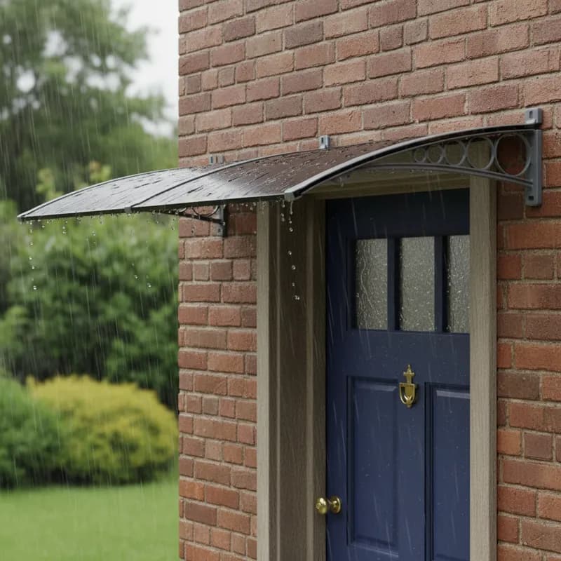 Toldo Slim Policarbonato 140cm x 50cm Modular Com Suportes ABS Resistente Proteção UV Sol e Chuva