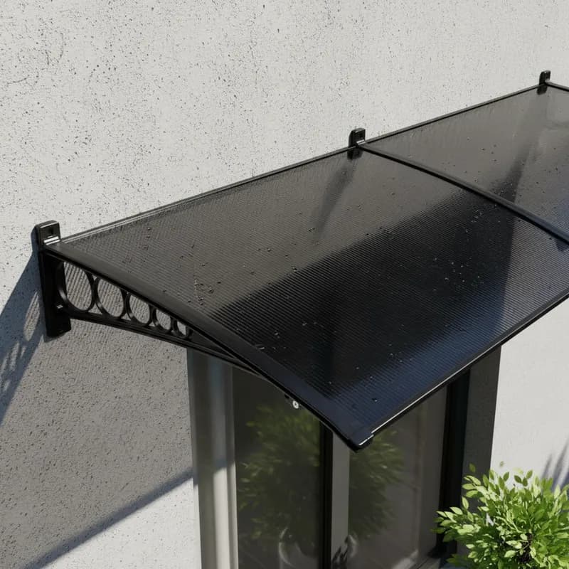 Toldo Policarbonato 1,70x0,50m Slim Suporte ABS Proteção UV Contra Sol e Chuva p/ Portas e Janelas