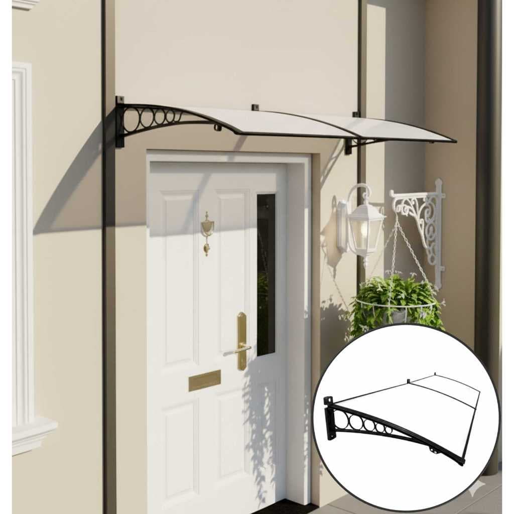 Toldo Policarbonato 1,30x0,50m Slim Suporte ABS Proteção UV Contra Sol e Chuva p/ Portas e Janelas