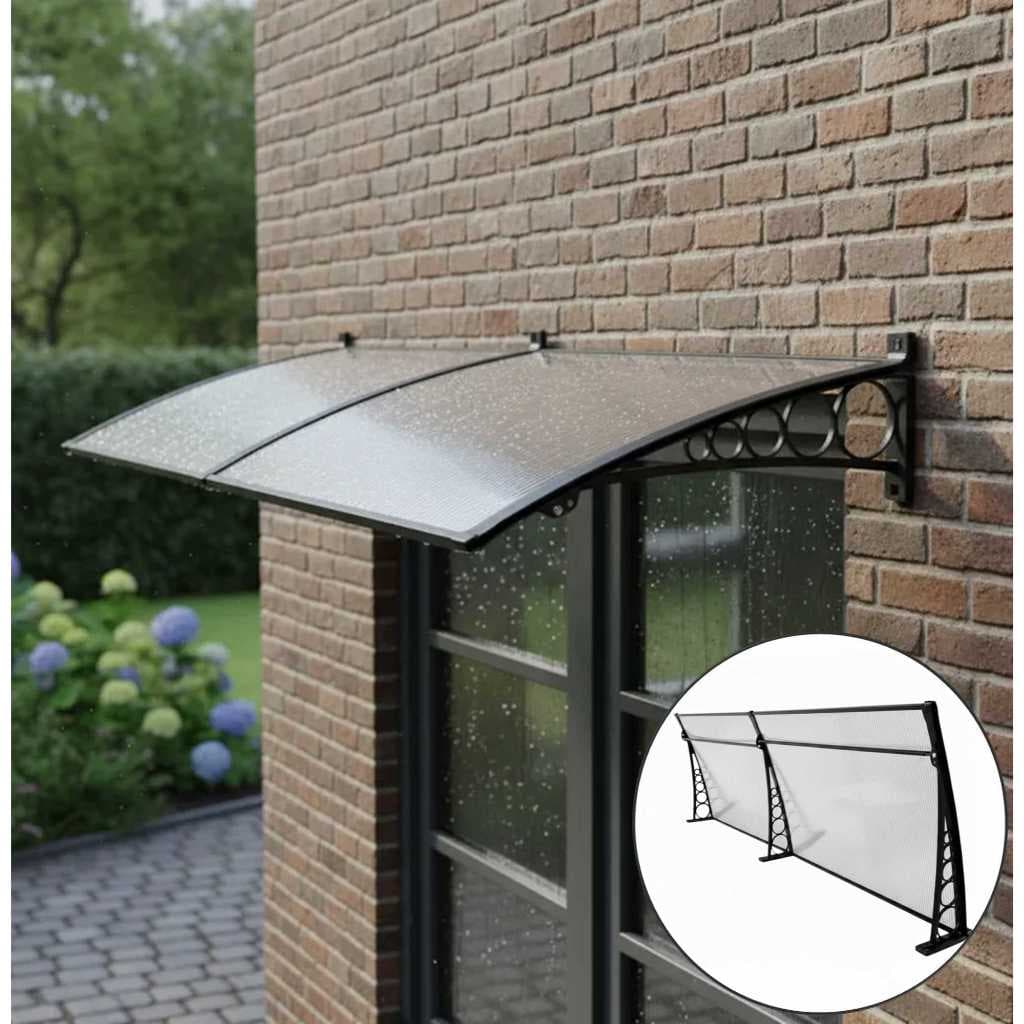Toldo Slim Policarbonato 120cm x 50cm Modular Com Suportes ABS Resistente Proteção UV Sol e Chuva