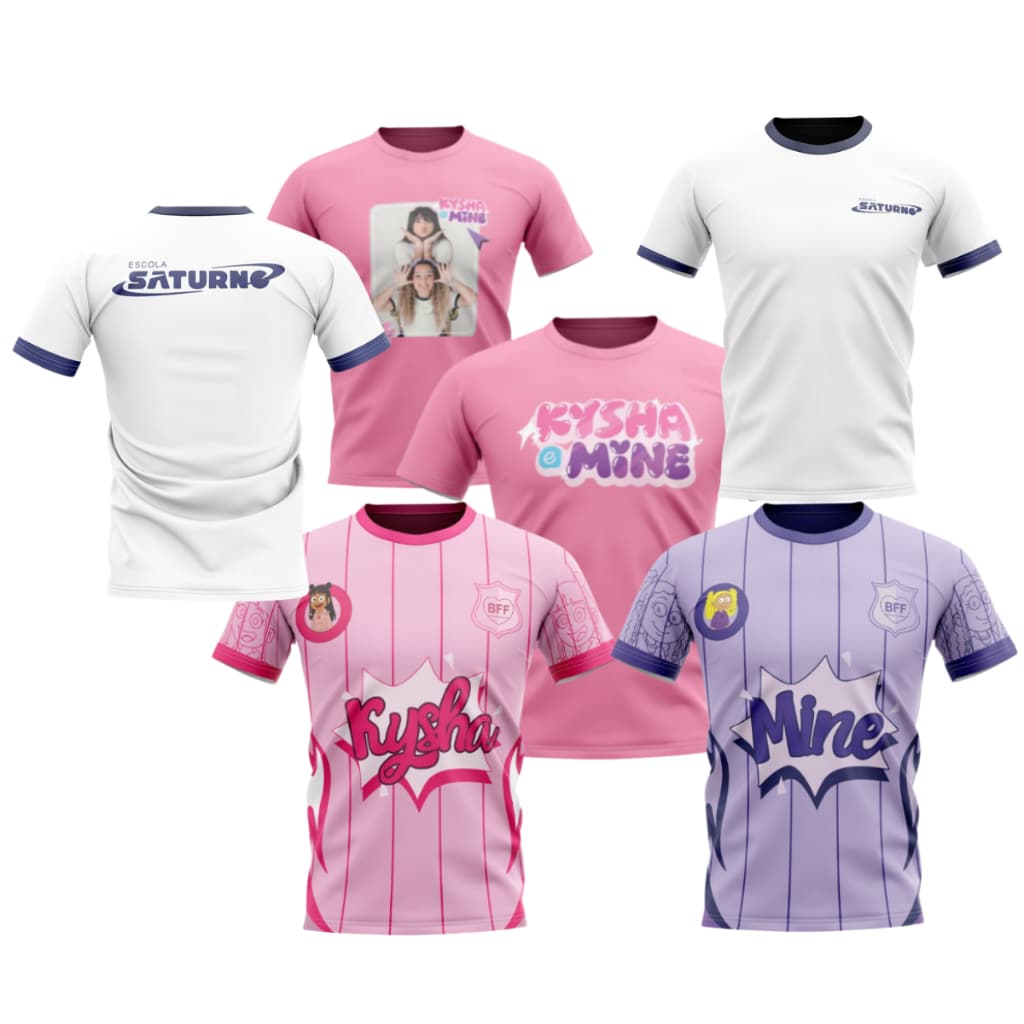 Camiseta Kisha E Mine Lance De Escola Youtuber Melhores amigas Show camiseta kisha e mine