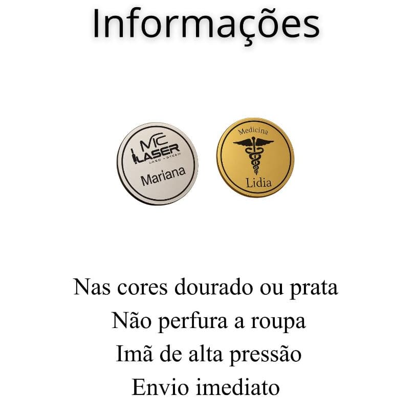 Crachá Escovado Broche Personalizado Imã Nome Logo redondo