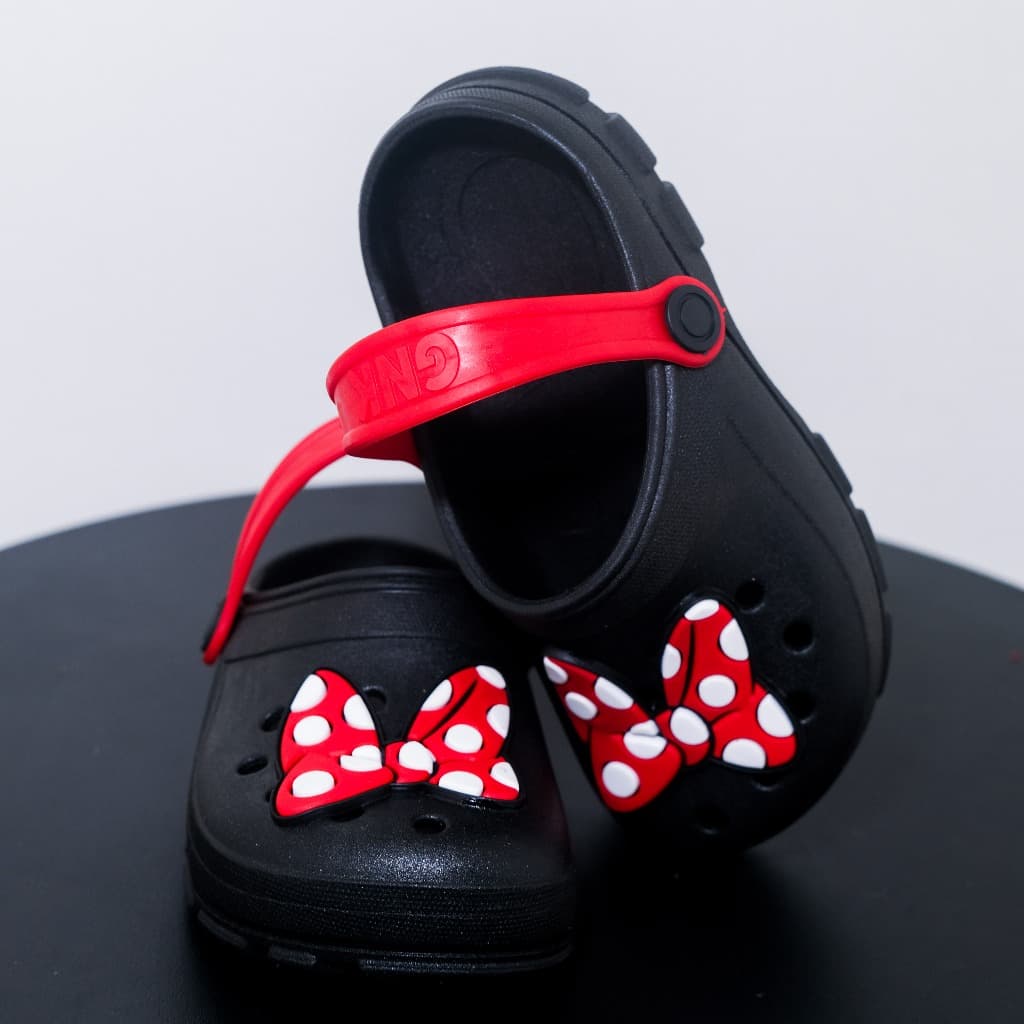 Babuche Infantil Menina Laço Delicado Minie Preto Antiderrapante Leve