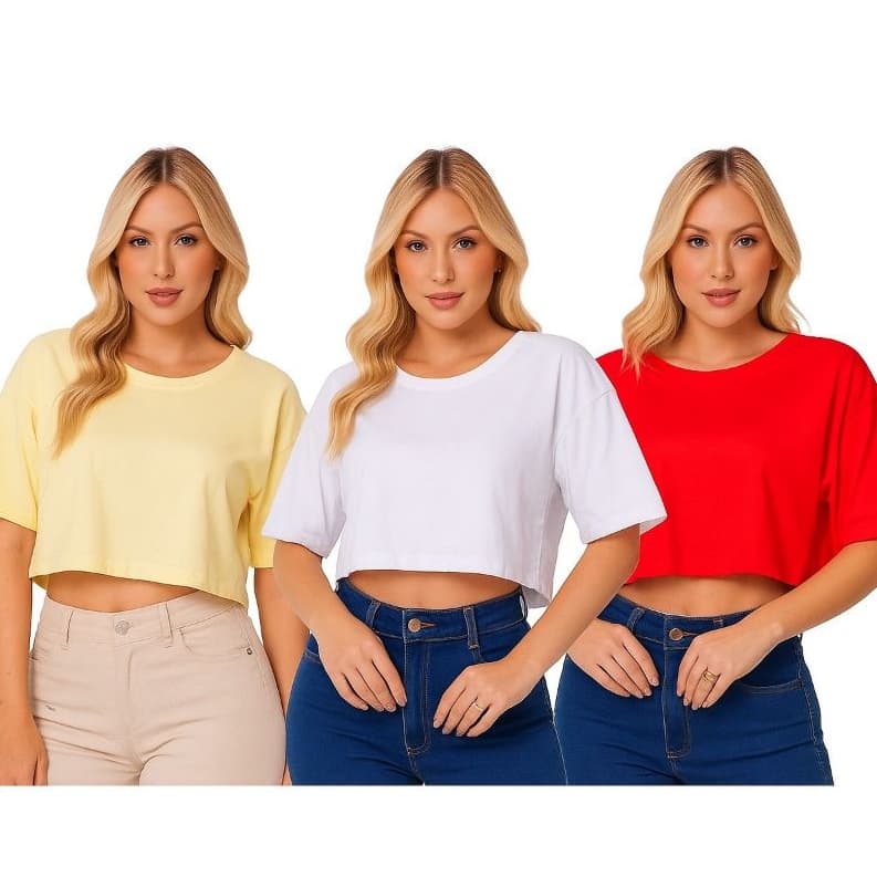 Camiseta Oversized Cropped Feminina Soltinha Tshirt Confortável Leve Camiseta Básica