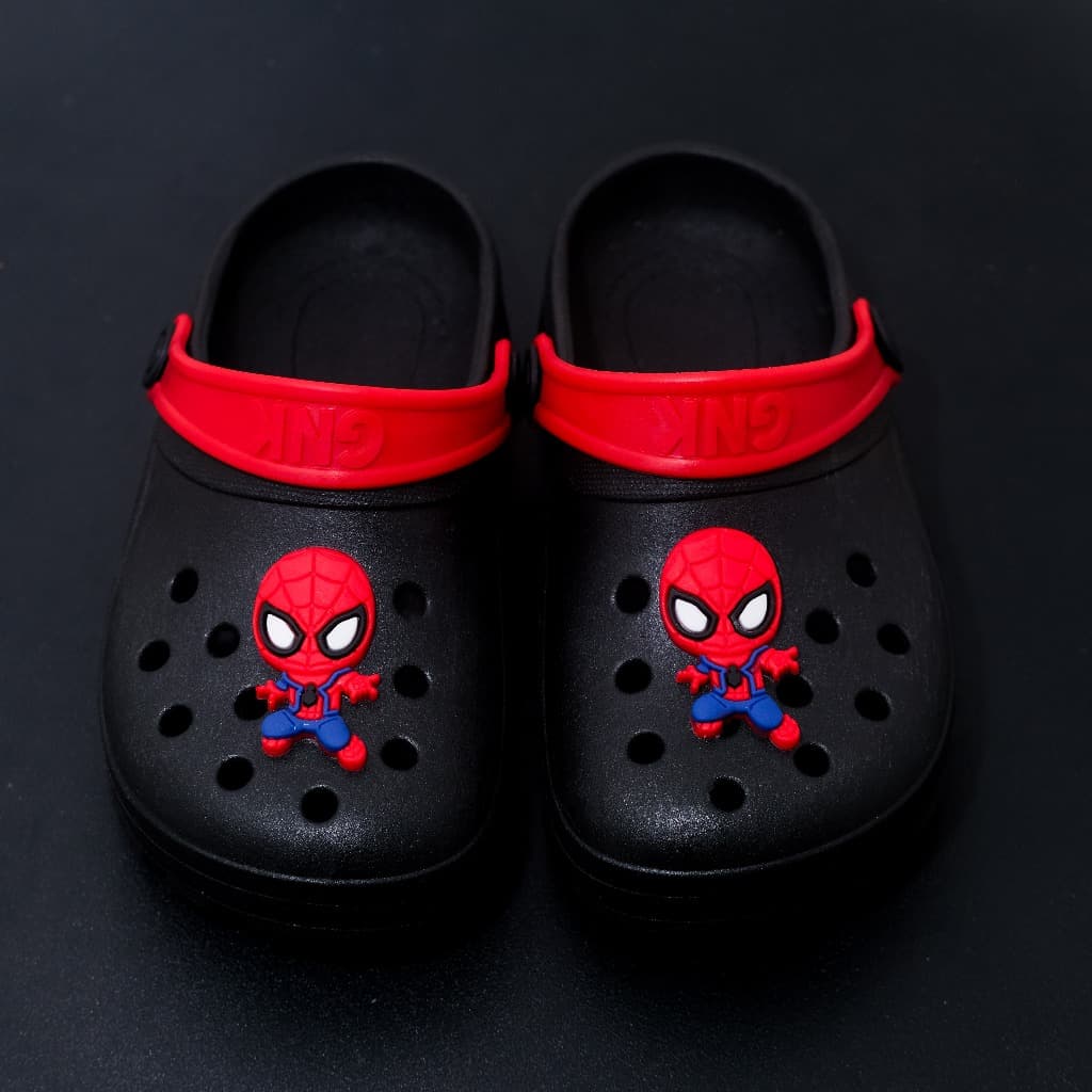 Babuche Papete Menino Infantil Aranha Baby Preto Vermelho Leve Antiderrapante