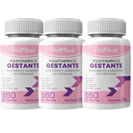 KIT COM 3 VITAMINA PARA GESTANTE 60 CÁPSULAS