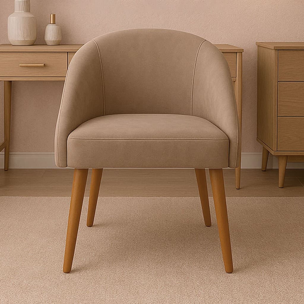 Poltrona Cadeira de Jantar Lua Pés Palito Veludo Premium Sala Quarto Mesa Cozinha