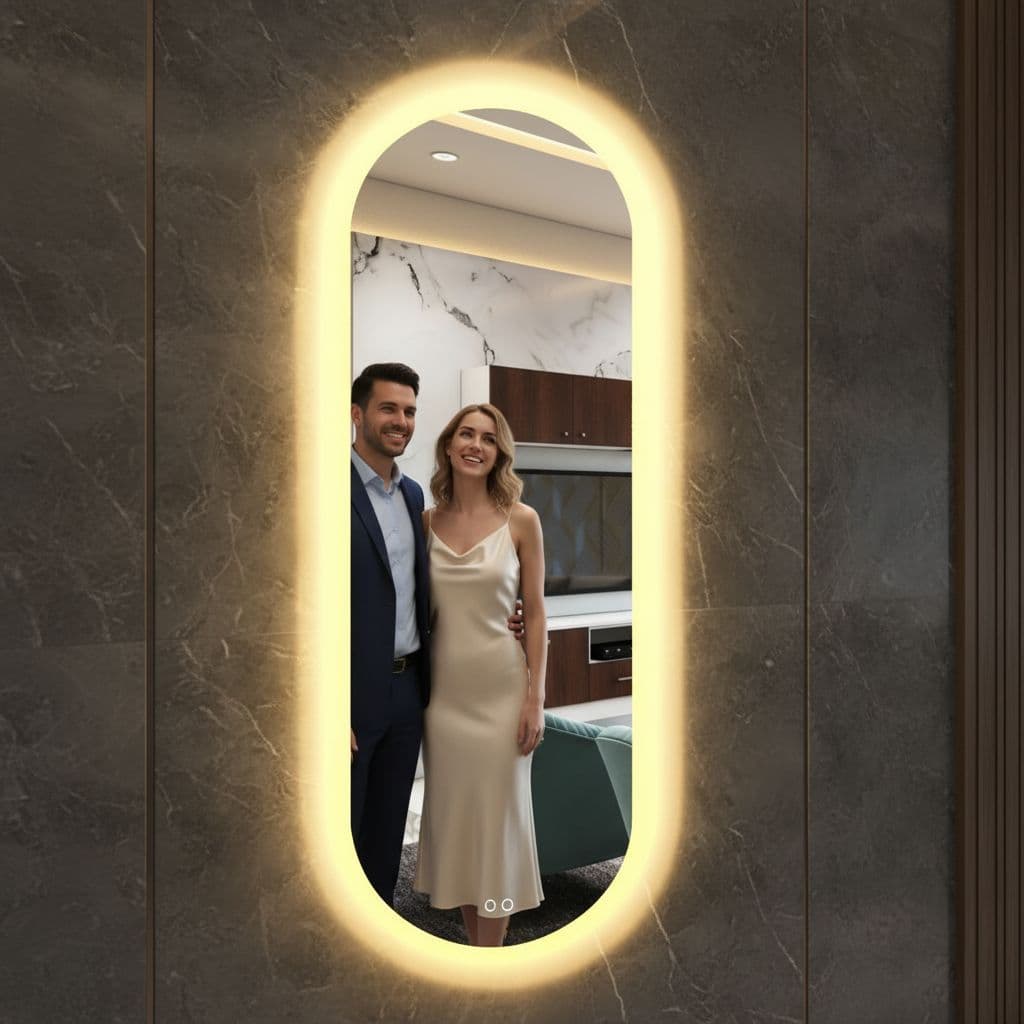 Espelho Led Oval 100x50 Grande Corpo Inteiro Moderno Luxo