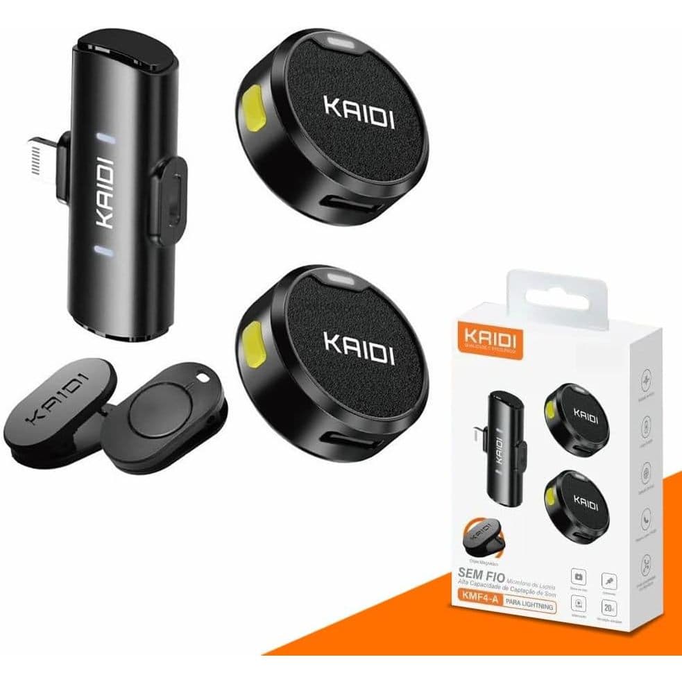 Microfone Lapela  Kaidi KMF4-A, KMF4-C, KMF5-A  e KMF6- A (Serve  para Iphone)  Entrada Tipo C e Ligthining