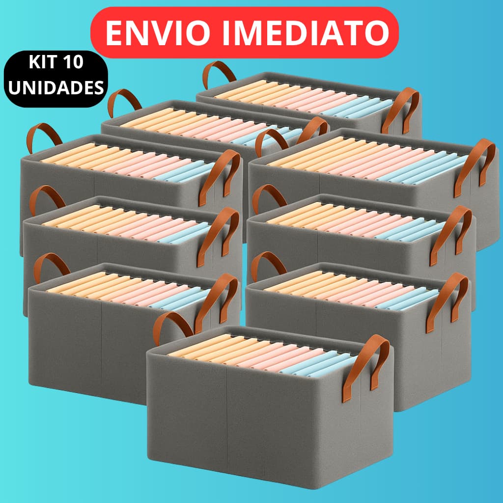 Kit 2/4/6/8/10 Cesto Organizador Multiuso Reforçado Dobrável de Guarda Roupas Gavetas Caixas Organizadoras