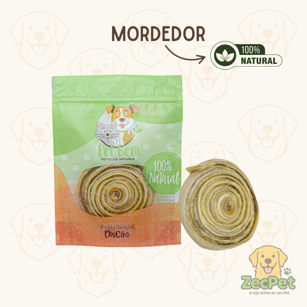 DisCão (Couro Bovino Enrolado) – Mordedor Natural para Cães – Pet Bem