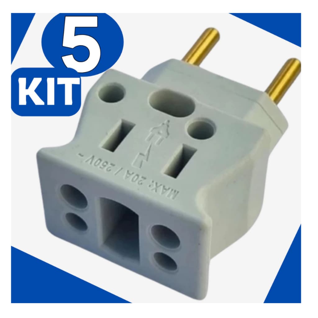 Adaptador Resistente Forno Eletrico Kit 5 Peças Secador De Cabelo Microondas Pino Grosso 20a