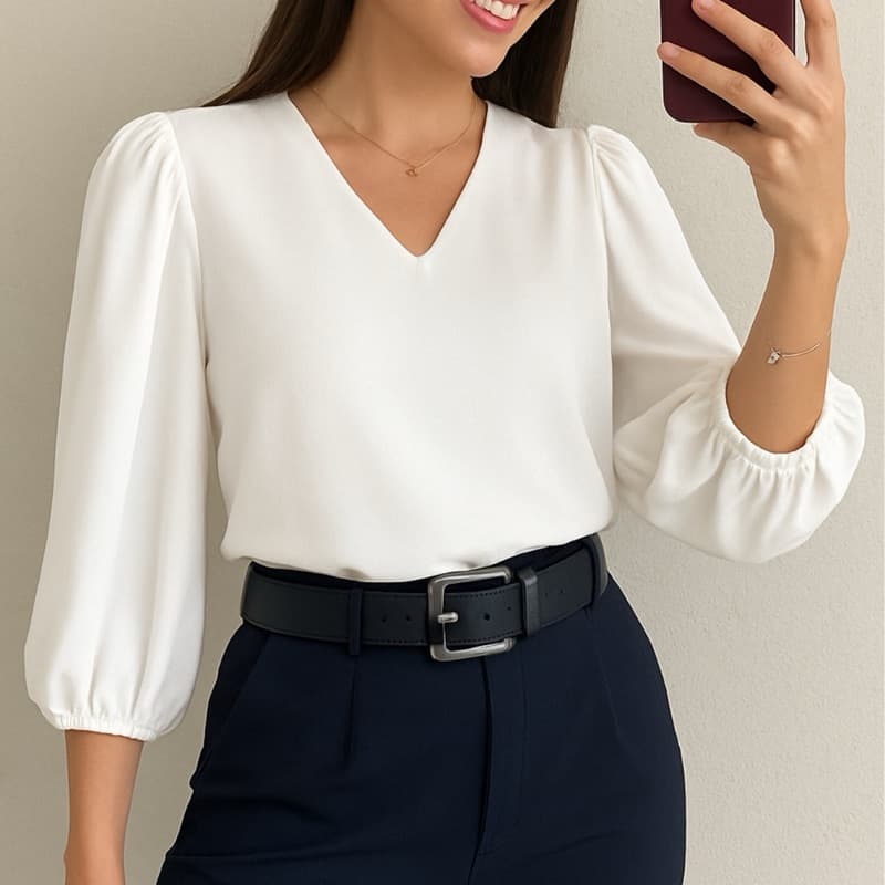 Blusa Feminina Manga 3/4 Novas Cores Verão Em Tecido Crepe Social Elegante Moda Evangélica