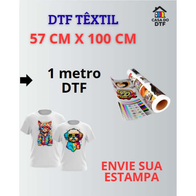 DTF Têxtil 57cm X 100cm area de Impressao.Alta qualidade para tecidos, camisetas, ecobags .Fixa com ferro