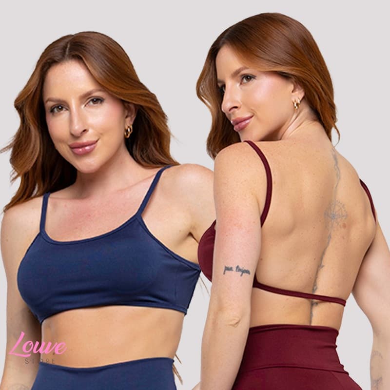 Kit 2 Top Costas Nua Fitness Alcinha Feminino Academia