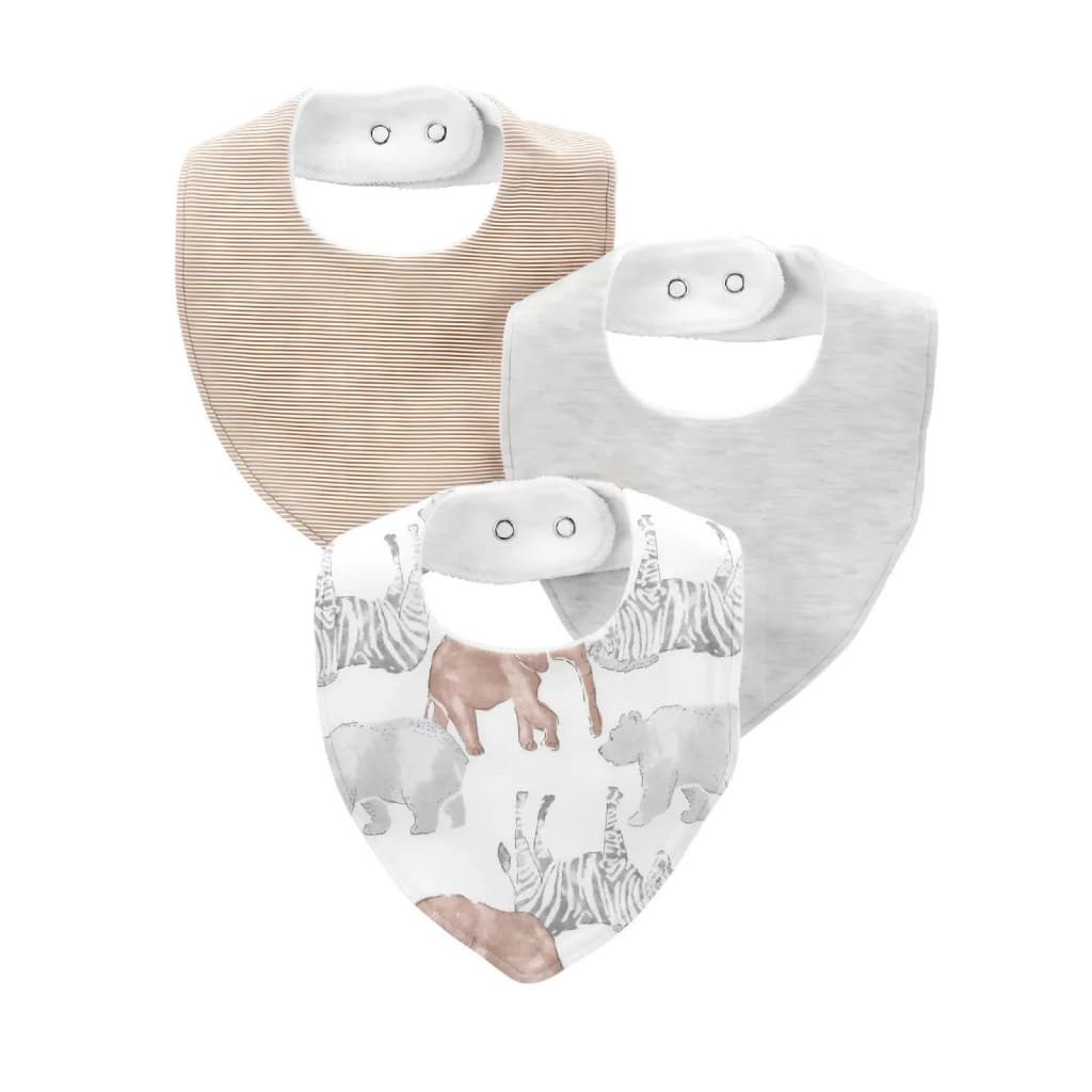 Kit 3 Babadores Bandana Menino Menina Fecho Pressão Tamanho Único Algodão Premium Hipoalergênico