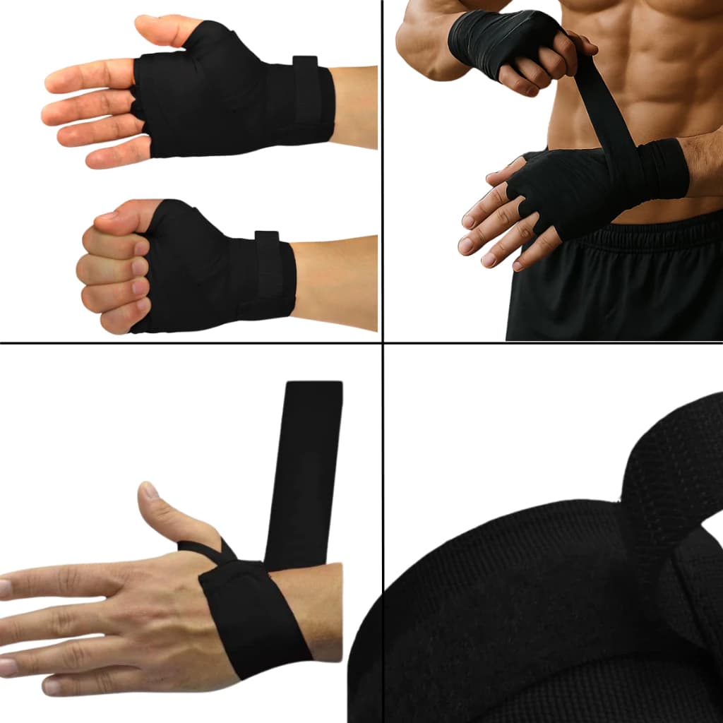 Par de Bandagem de Algodão / Elástica - Atadura Faixa para Muay Thai, Boxe e Treinos