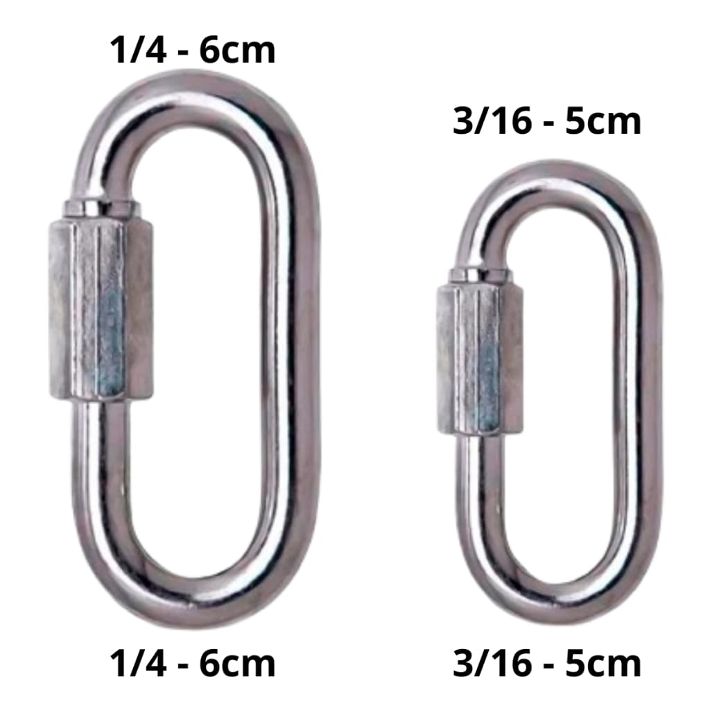 Mosquetão Aço Carbono Galvanizado Trava Rosca – 5x50mm (300kg) e 6x58mm (400kg)