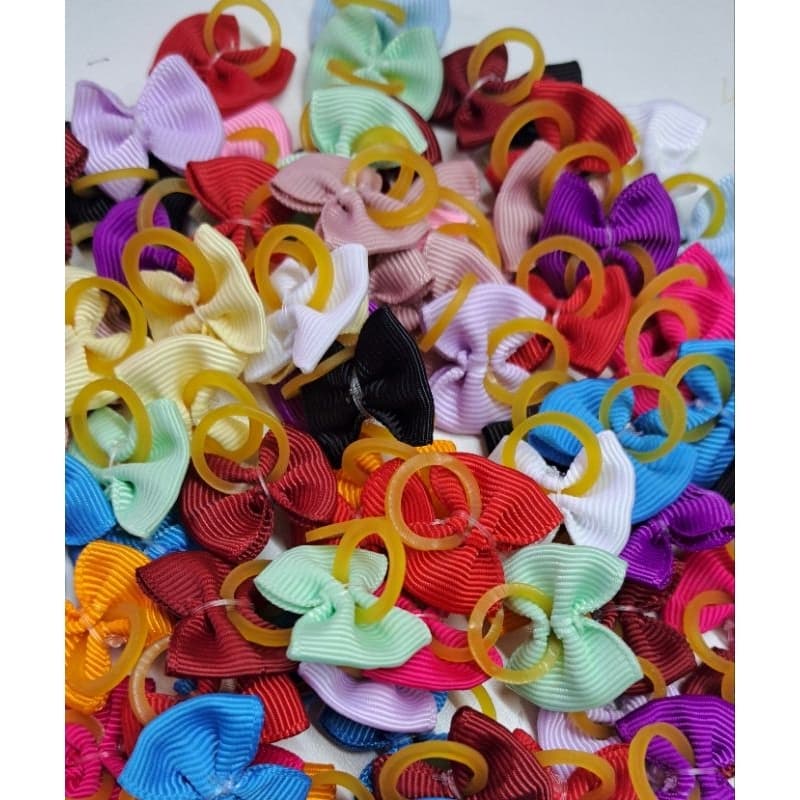 50 Laços Pet Gorgurão Liso Sem enfeite Lacinho Banho Tosa Pequeno Fêmea Macho Cães