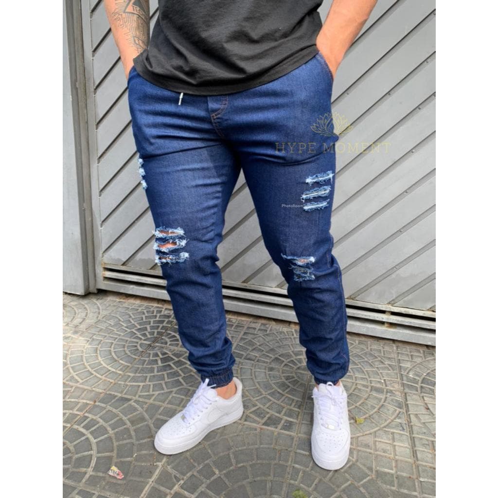 Calça Jogger Masculina Casual | Sarja com 4 Bolsos e Cordão