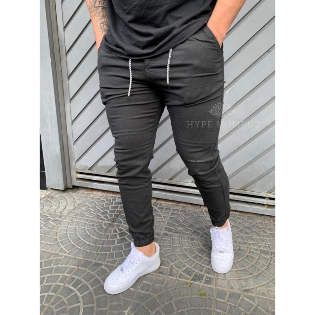Calça Jogger Masculina Sarja | 4 Bolsos + Cordão Ajustável