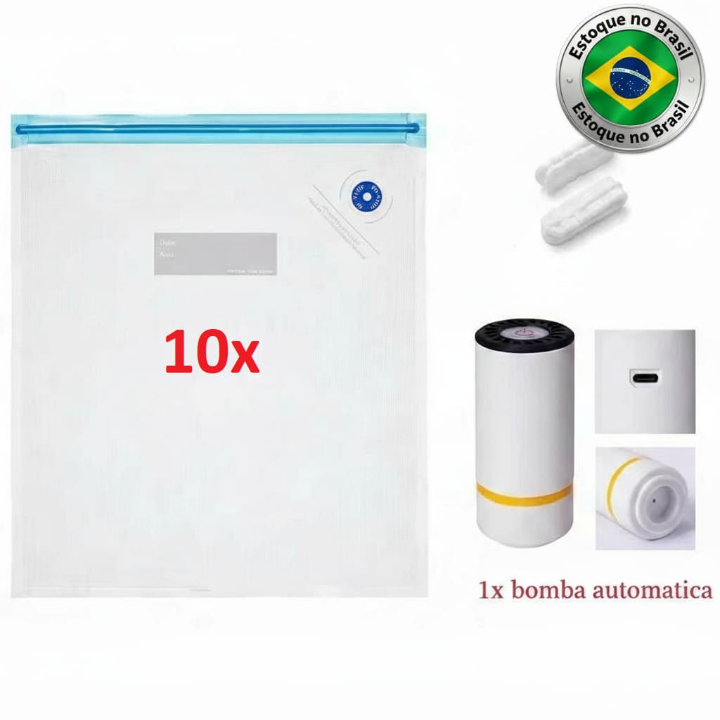 🔥 10 Sacos a Vácuo com Bomba Automática para Filamento 3D PLA PETG ABS - Antiumidade