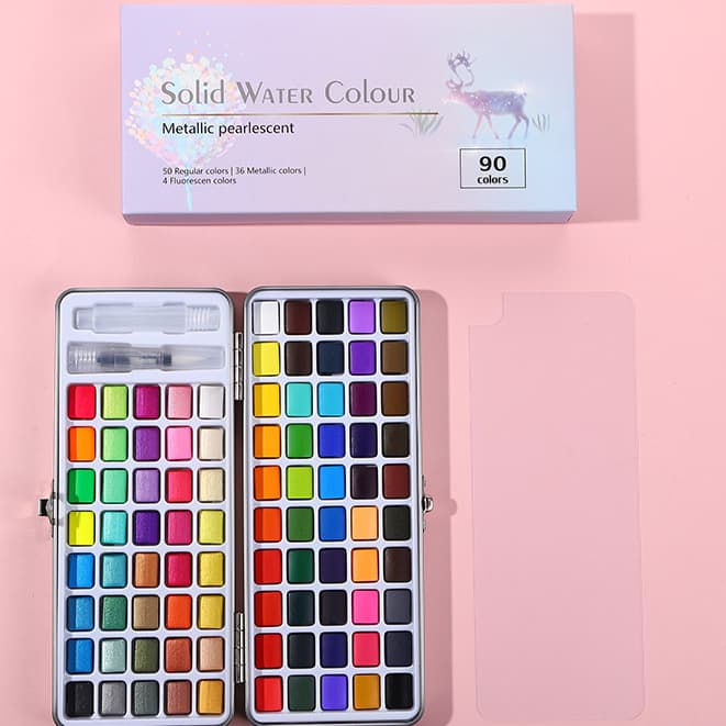 72/90/100Cores Conjunto de tinta aquarela sólida De Aquarela Bloco Pigmento Caneta-EMLL