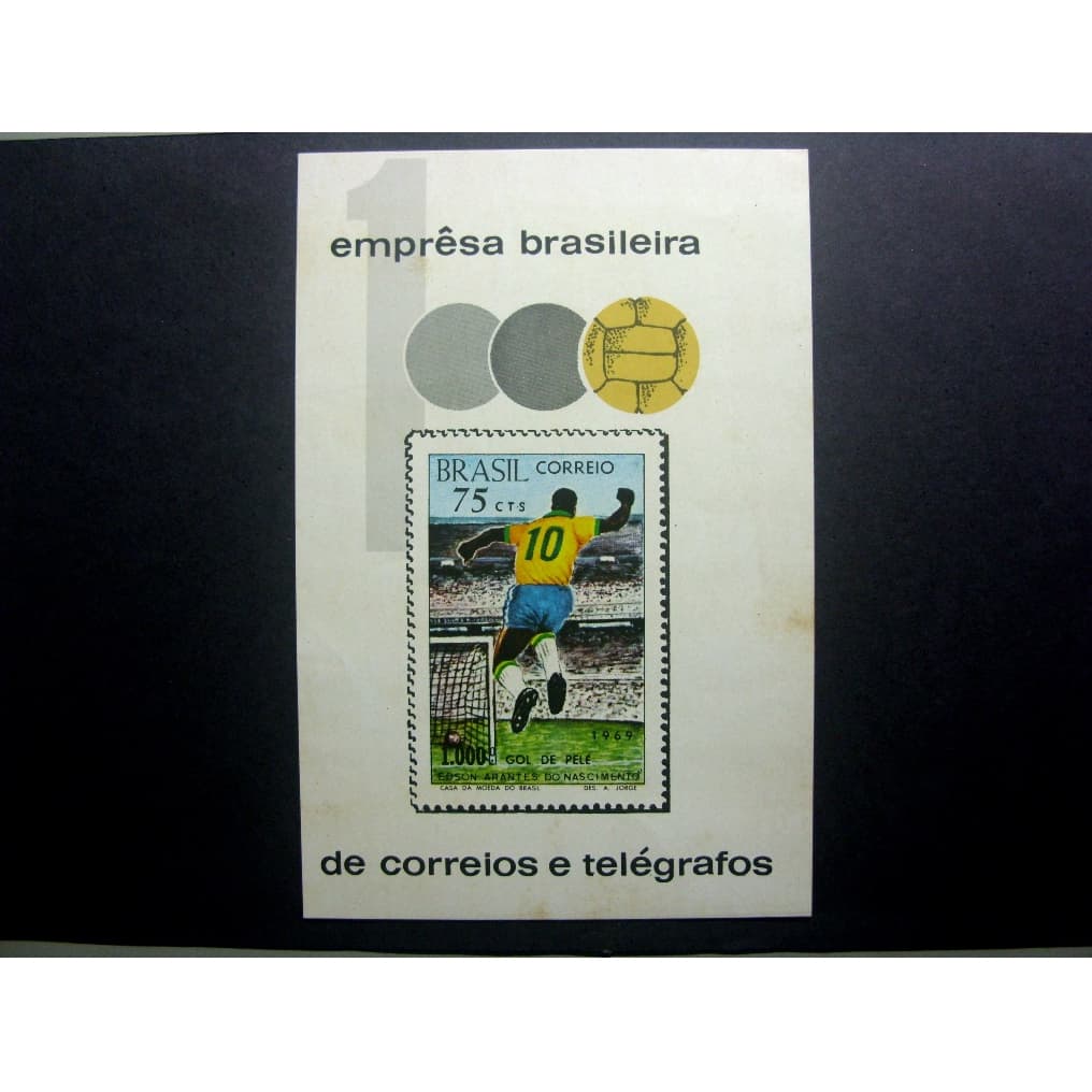 Bloco Filatélico Milésimo Gol de Pelé 1970 Rhm B28, Autentico.