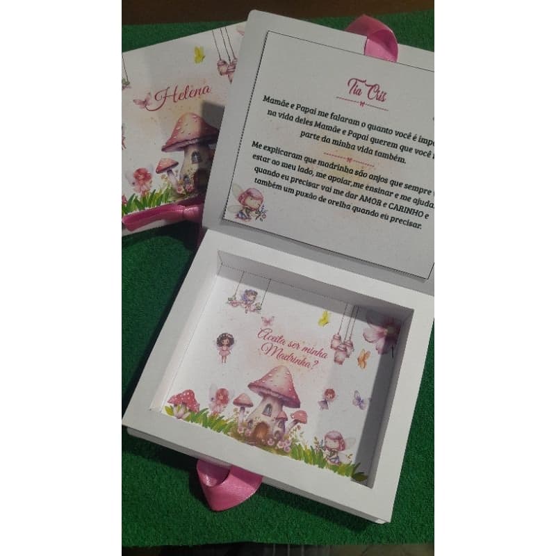 Caixa convite padrinhos para casamento,batismo,crisma