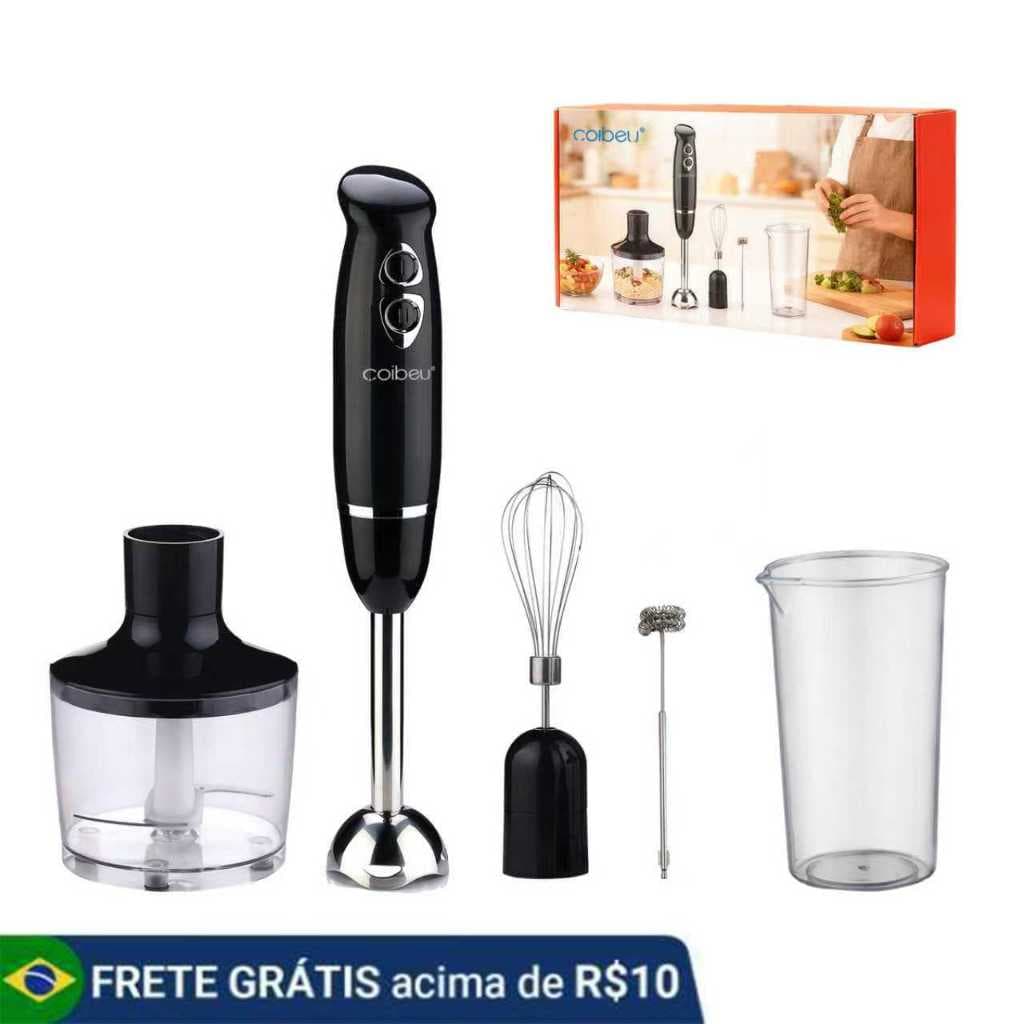 COIBEU Mixer Power Inox 5 Em 1 600w Batedor, Triturador, Mixer Turbo,Batedor Espumador Leite