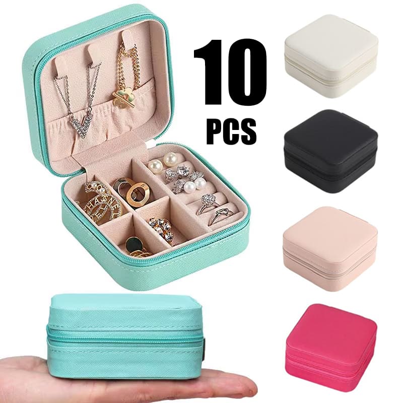 KIT 10/6 pcs Porta Jóias Portátil de Bolsa com Divisões caixa de armazenamento para Brincos Colares