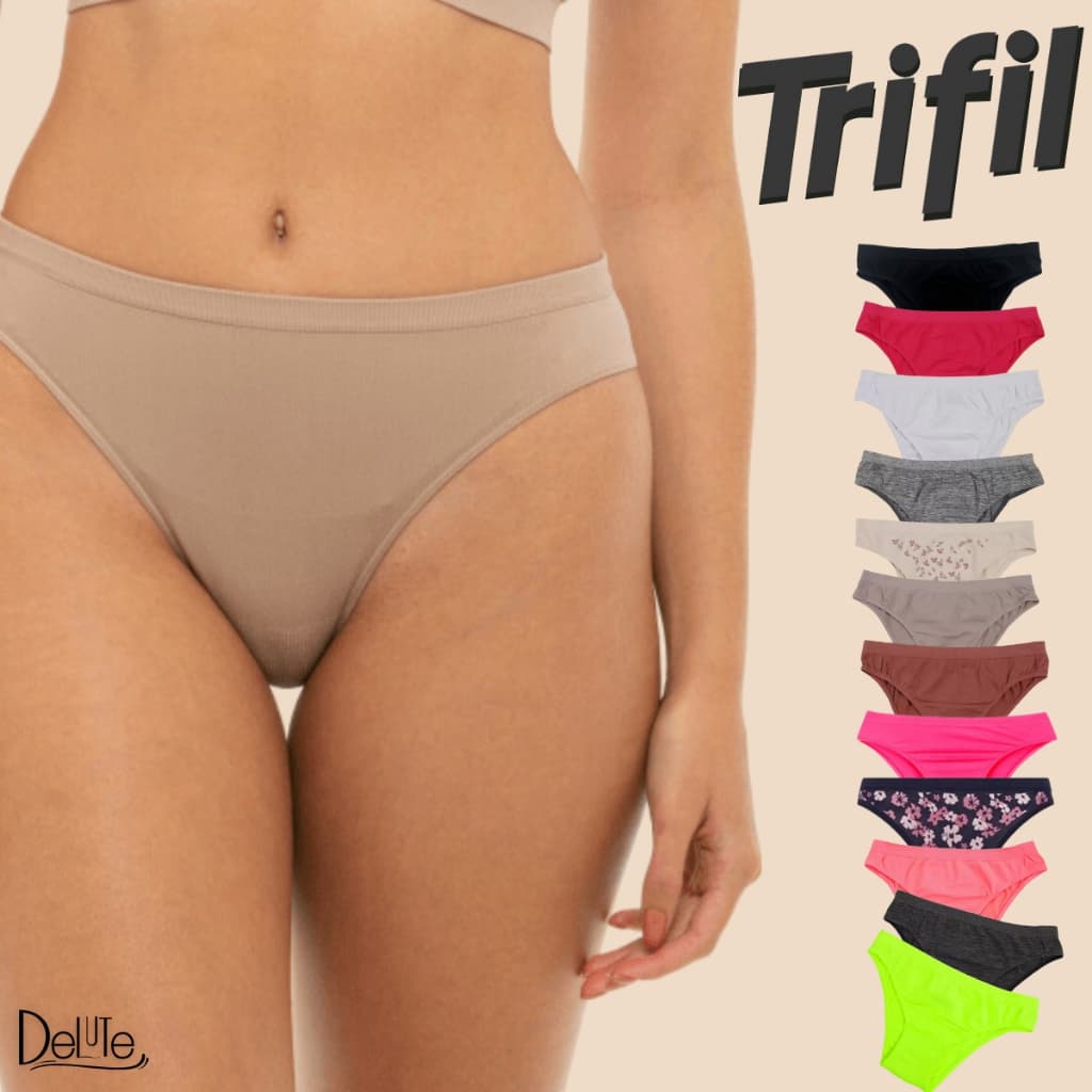 Kit Com 6 Calcinhas Basicas Tanga Trifil Em Microfibra Sem Costura