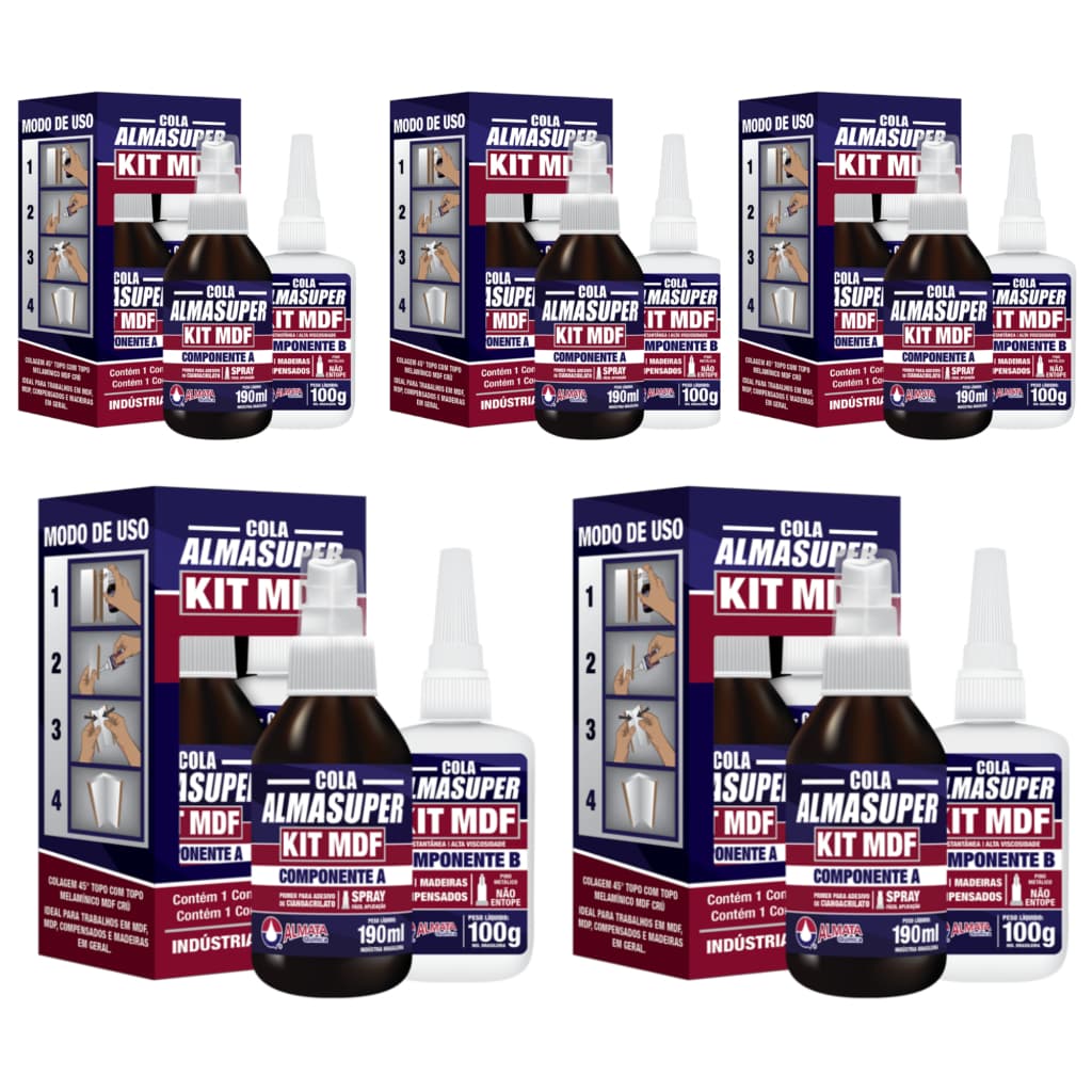 Kit Mdf Almasuper Cola Instantânea 100g + Catalisador Acelerador 190ml