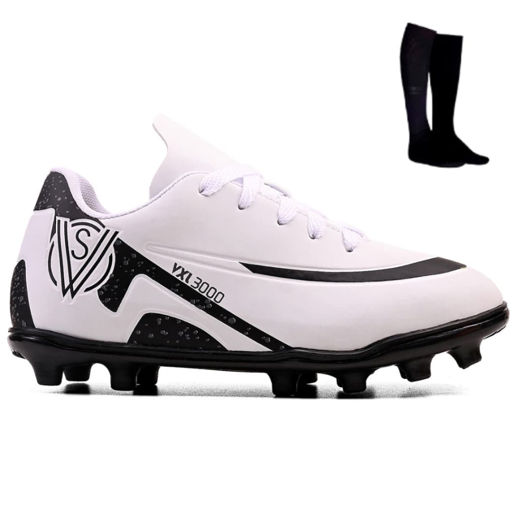 Kit Chuteira Infantil Ideal para Meninos em Jogos e Treinos de Futebol Campo + Meião